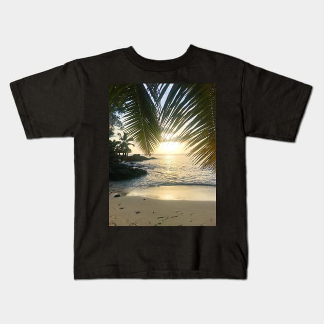 Seychelles mahe island beach palm trees paradise print Kids T-Shirt by simplythewest